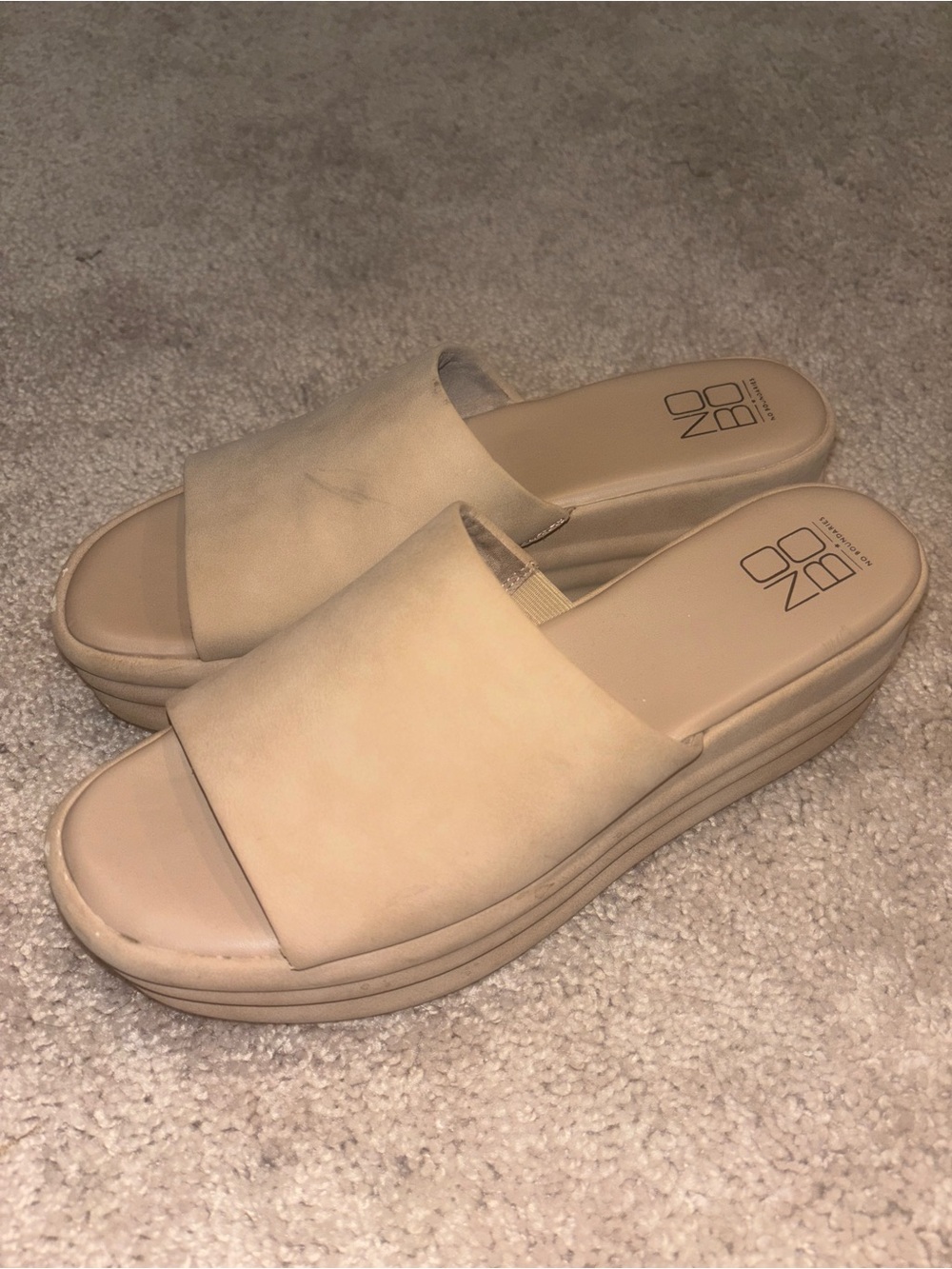 NOBO Neutral Beige Platform Slide Mules